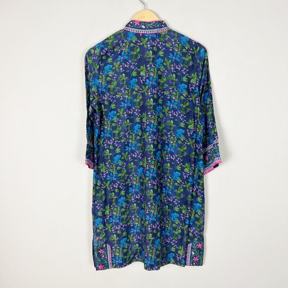 Bella Tu Floral Kaftan Style Dress Embroidered & Beaded Floral Pattern Size Smal - Picture 3 of 4